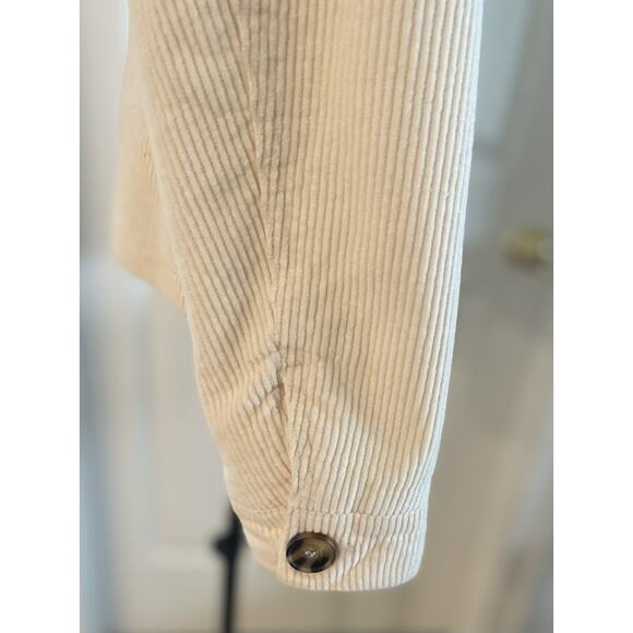 Bagatelle Women’s Corduroy Barn Jacket Chore Coat Cream Sz M Buttons Pockets - Picture 5 of 6
